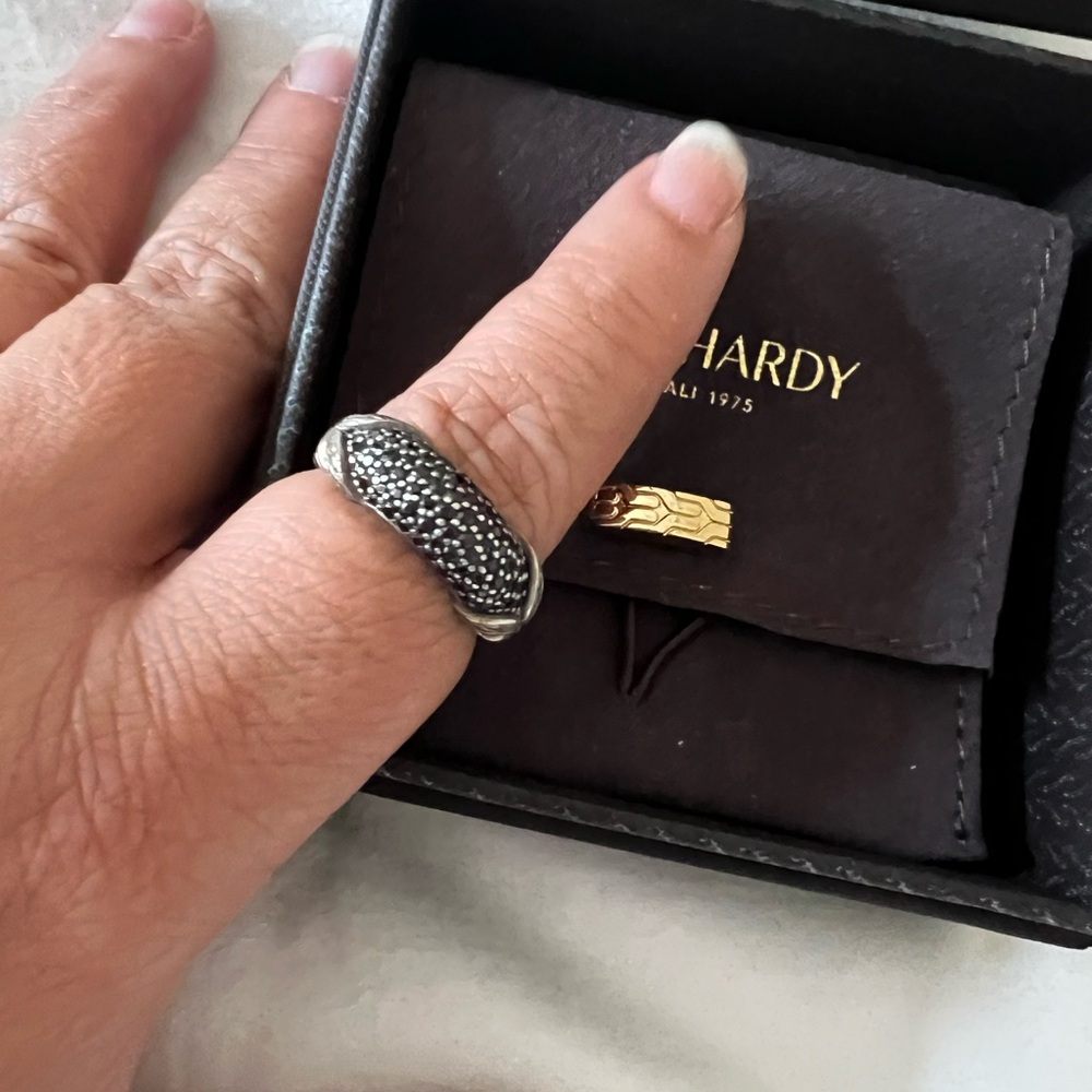 John Hardy Silver and Black Intricate Ring